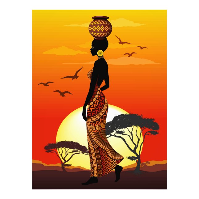 Foto A linda mulher africana Silhouette sobre os sóis a (Frente)
