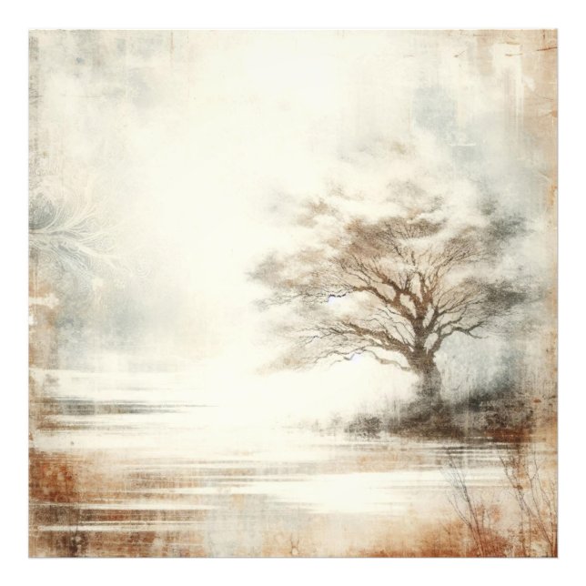 Foto A Tree In The Mist Old Photo Graphic Design (Frente)