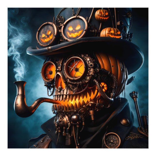 Foto Abóbora de Halloween Steampunk Gótico (Frente)