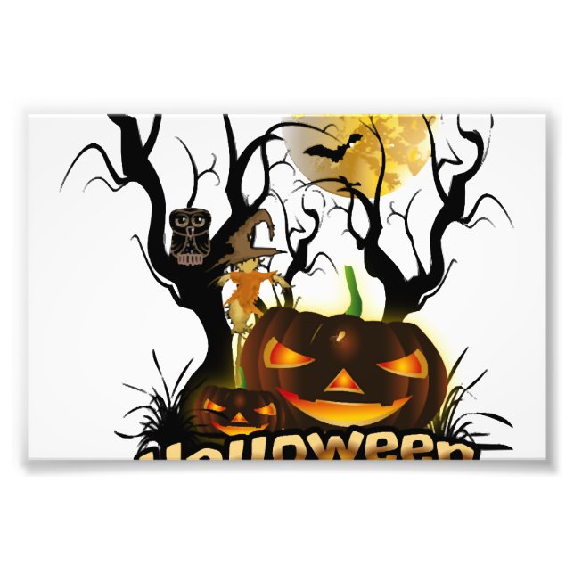 Foto Abóbora engraçada de Halloween com coruja (Frente)