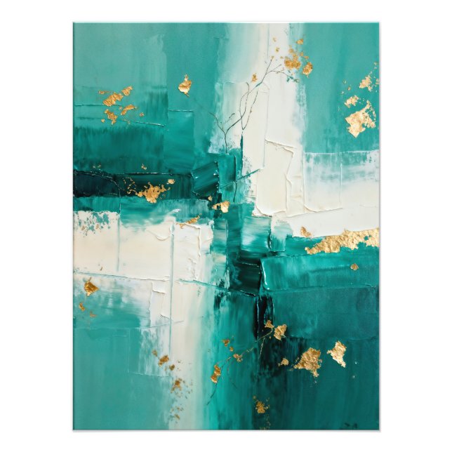 Foto Abstract Teal and Gold Painting (Frente)