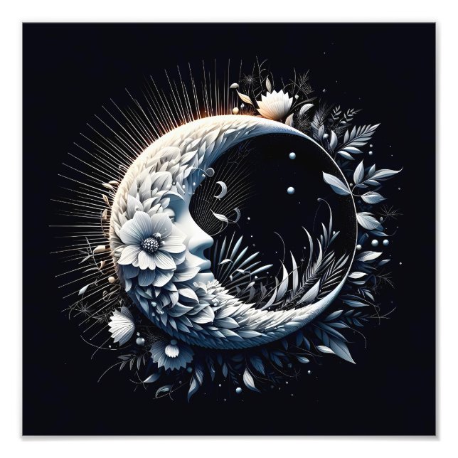 Foto Abstrato 3D Forma Meio Lua Flores Neutrais (Frente)