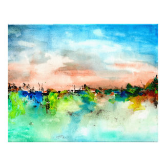 Foto Abstrato Colorida Paisagem Watercolor Impressão