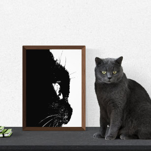 Foto Abstrato de Silhouette de Perfil de Cat não emoldu