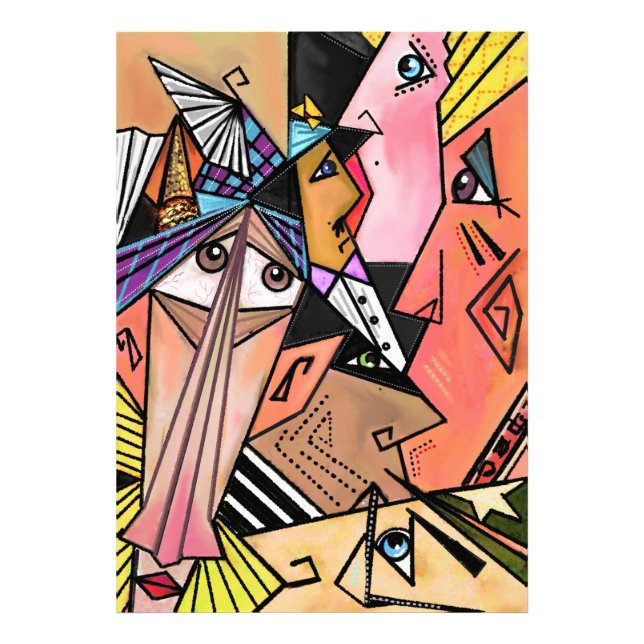 Foto Abstrato Faces - Moods - Pintura em Retrato Cubism (Frente)