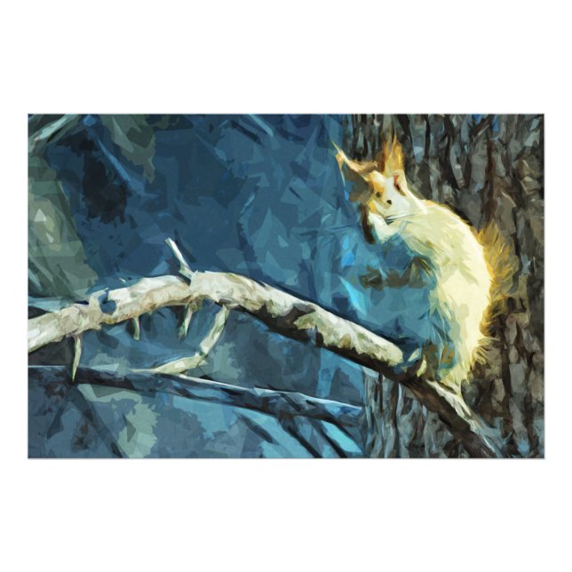 Foto Abstrato Impressionismo do Esquilo Vermelho Americ (Frente)