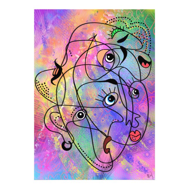 Foto Abstrato Pessoas Face Moods - Estilo Cubismo Desen (Frente)