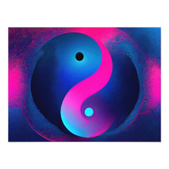 Foto Abstrato Serenidade: Yin Yang em Rosa e Blues (Frente)