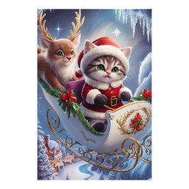 Foto Adorável Maine Coon Papai Noel Kitten em Enchante