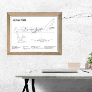 Foto Airbus a380 - Planos de desenho do avião Blueprint