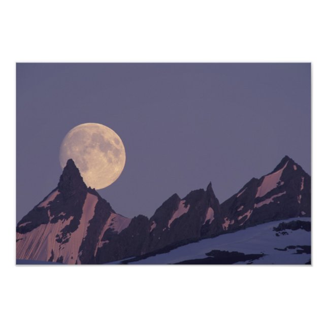 Foto Alasca, Montanhas Chugach Lua cheia nasce (Frente)