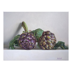 Foto Alcachofras Roxas Pintura Hiperrealista