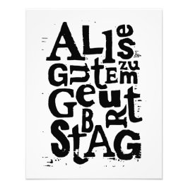 Foto Alemão Negro e Branco "Parabéns" Lino Cut