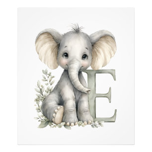 Foto Alfabeto de animais bebês em aquarela fofa Elefant