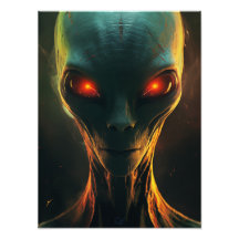 Alienígena com Olhos Vermelhos Brilhantes
