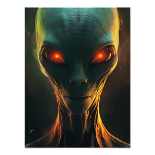 Foto Alienígena com Olhos Vermelhos Brilhantes