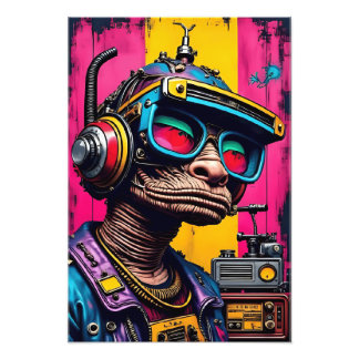 Foto Alienígena Cyberpunk Retroativa - Arte Sci-Fi Neon