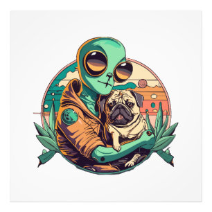 Foto Alienígena e Pug