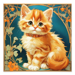 Foto Alphonse Mucha Art Nouveau Cat