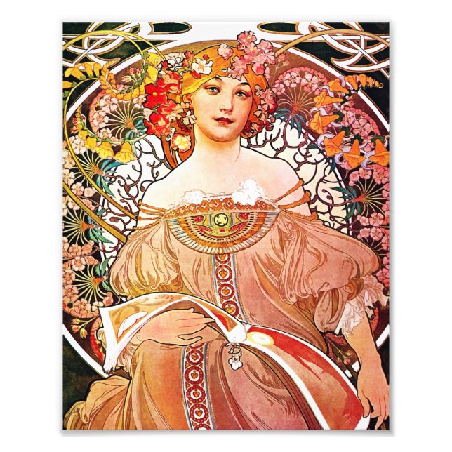 Foto Alphonse Mucha DaydredreFloral Vintage Art Nouveau (Frente)