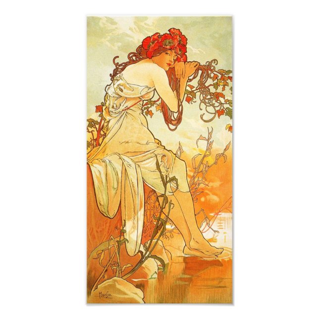 Foto Alphonse Mucha Summer Impressão (Frente)