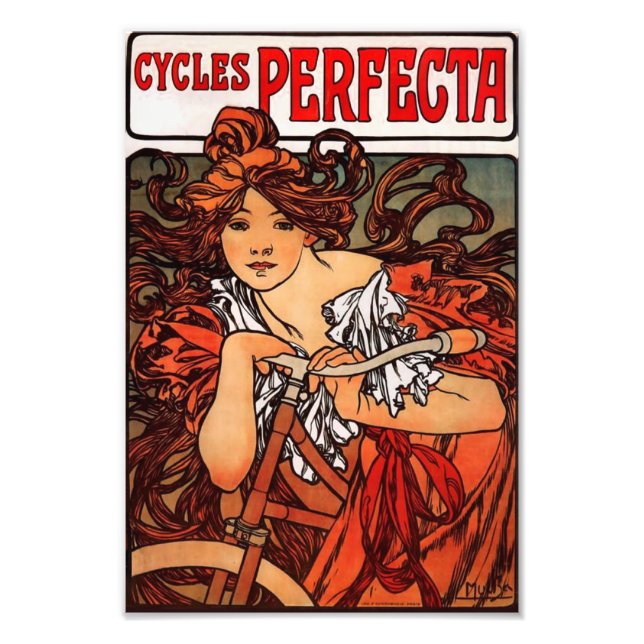 Foto Alphonse Mucha Vintage Bicycle Impressão (Frente)