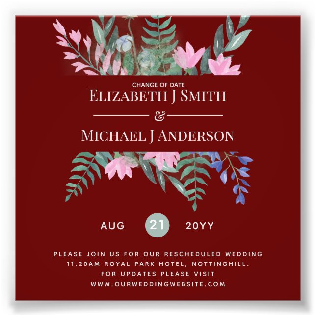 Foto Alteração de Planos de Data Adiamento de Flores Se (Frente)