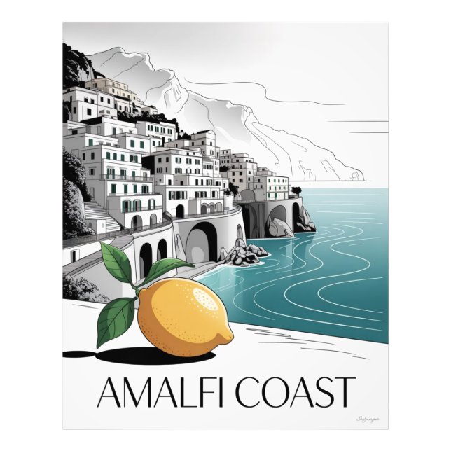Foto Amalfi Coast Minimalist Line Art (Frente)