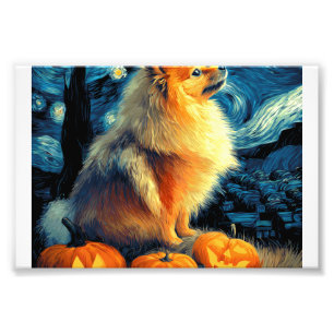 Foto Amantes de cães Pomerânia Pintura de van gogh estr