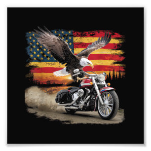 Foto American Flag Motorcycle Tshirt USA Flag Biker Ret