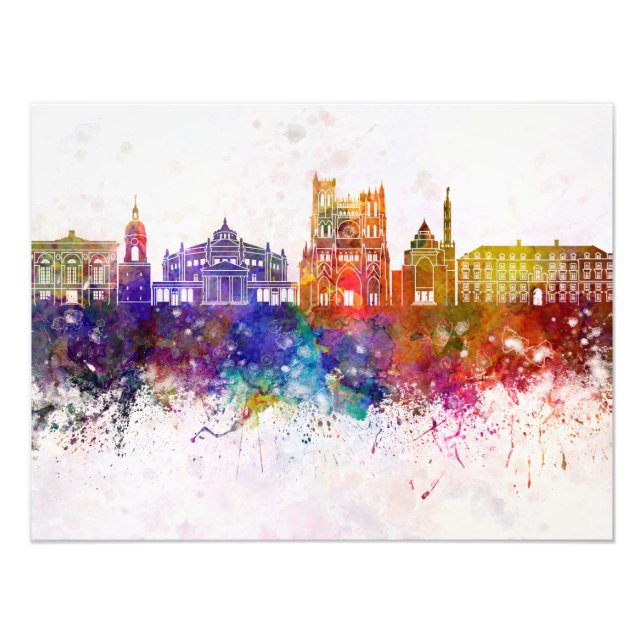 Foto Amiens skyline in watercolor background (Frente)