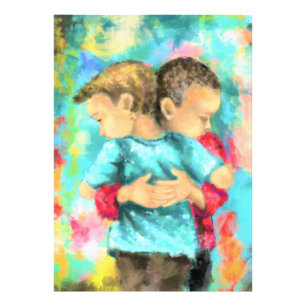 Foto Amizade - Crianças Hugging - Paz Amor - Pintura 