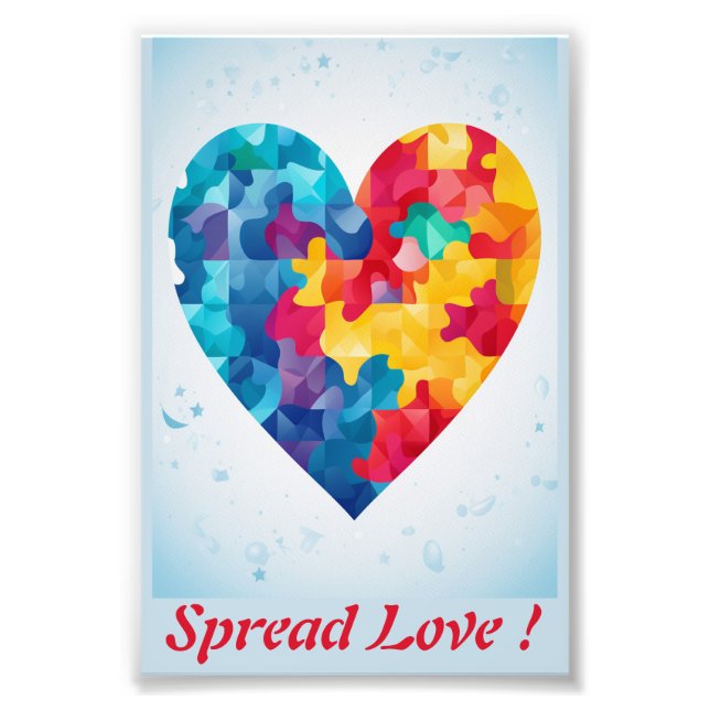 Foto Amor Quebra-cabeça Rainbow Heart Personalizado (Frente)