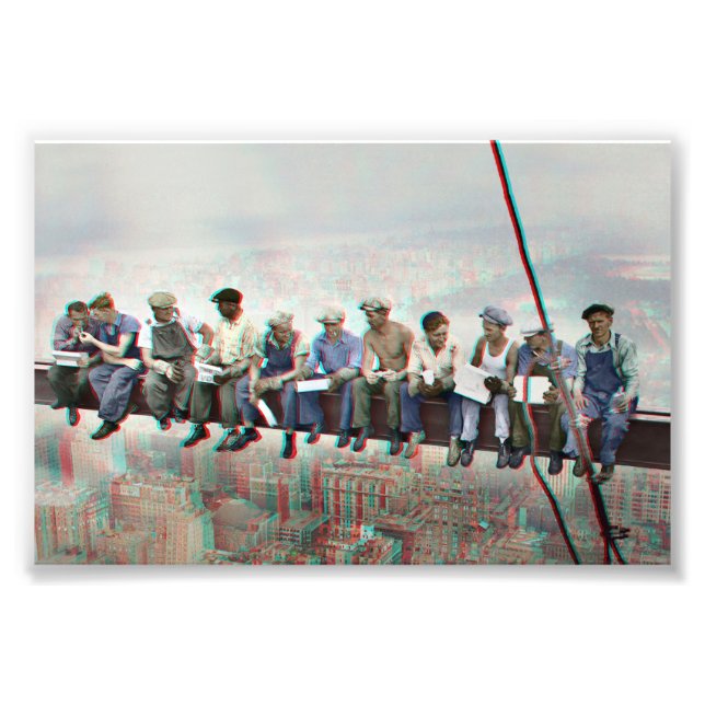 Foto Anaglyph 3D Photo- Lunch atop Skyscraper New York (Frente)