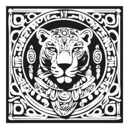 Foto Ancient Mayan Style Jaguar Warrior Tribal Mask Art