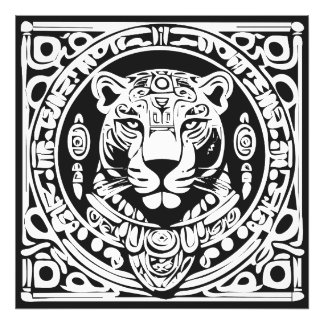 Foto Ancient Mayan Style Jaguar Warrior Tribal Mask Art