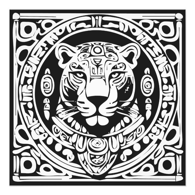 Foto Ancient Mayan Style Jaguar Warrior Tribal Mask Art (Frente)