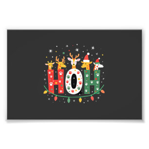 Foto Animação de Girafa Ho Ho Ho com Chapéu de Natal Co