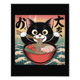 Foto Anime Cat Comendo Ramen Engraçado Estilo Retroativ