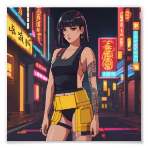Foto Anime Cyber Punk Girl Tokyo Night