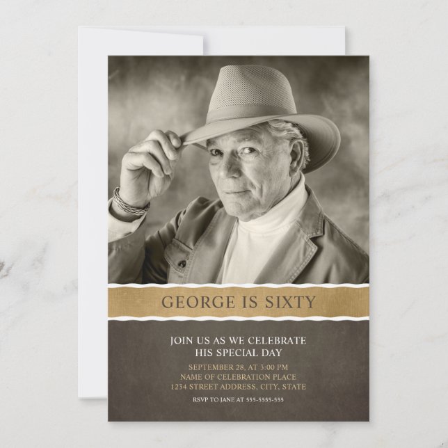 Foto Aniversário Convites 60ª Foto de Festa (Frente)