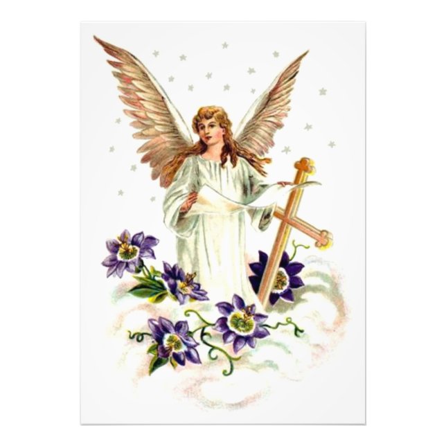 Foto Anjo Com Cruz E Flores De Clematite (Frente)
