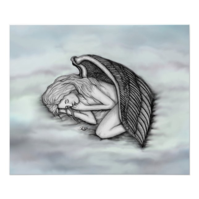 Foto Anjo dormindo nas nuvens do céu (Frente)