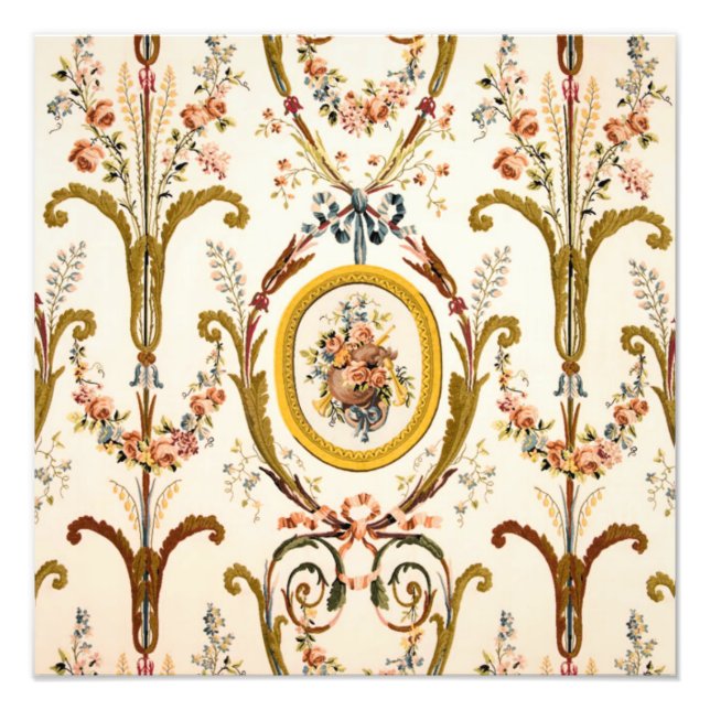 Foto Antiguamente francês Rococo Floral Dourado Cream E (Frente)
