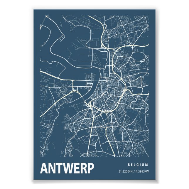 Foto Antuérpia - Mapa da Cidade Blueprint na Bélgica (Frente)