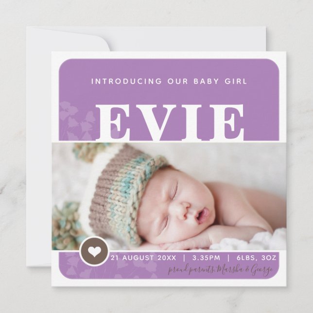 FOTO ANÚNCIO DE NASCIMENTO da mancha cardíaca botâ (Frente)