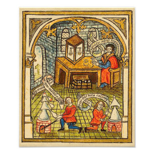 Foto Aprendizes em um laboratório medieval
