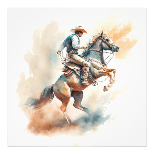 Foto Aquarela Ocidental Empoeirada “Bucking Bronco”