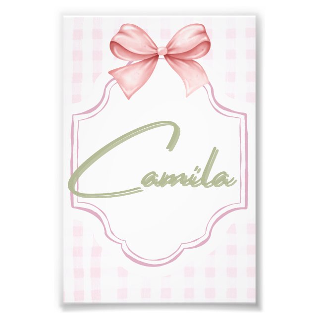 Foto Arco Personalizado de Camila Baby Girl &Gingham (Frente)