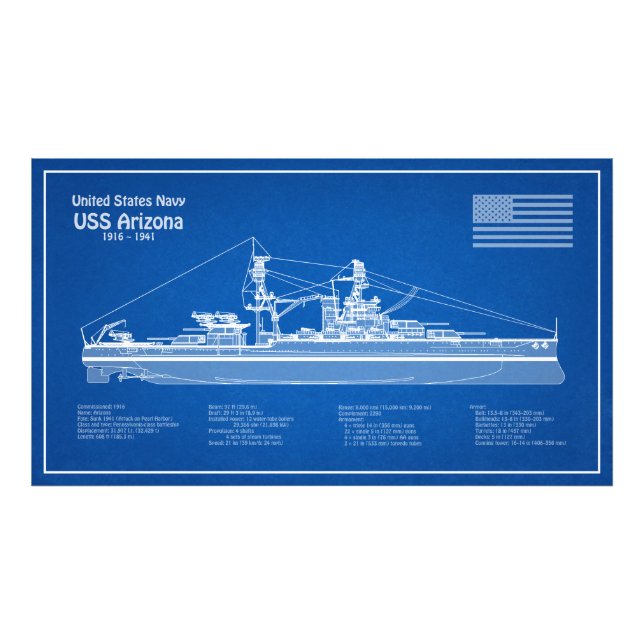 Foto ARIZONA USS - ABD de Planos de Impressão Blueprint (Frente)